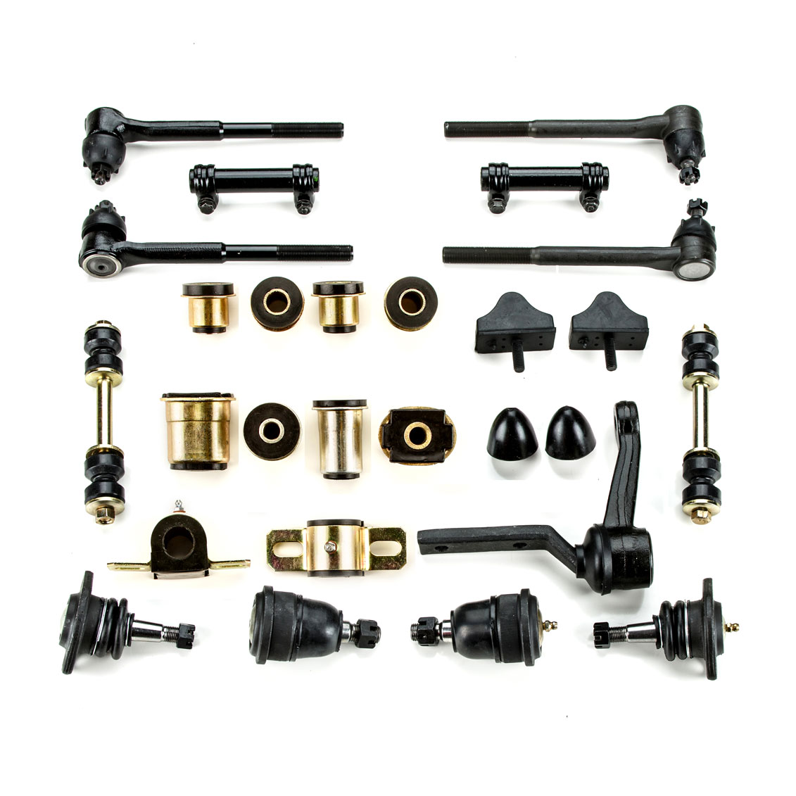 1964-1970 Pontiac GTO LeMans Tempest Black Polyurethane Front End Suspension Master Rebuild Kit with Oval Lower Con