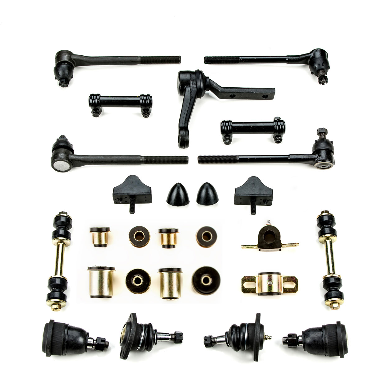 1964 1965 1966 1967 1968 Pontiac GTO LeMans Tempest Black Polyurethane Front End Suspension Master Rebuild Kit with Round Lower Control Arm Bushings Questions & Answers